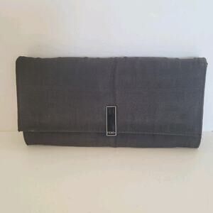 Fendi Zucca Nylon Leather Wallet Wallet Black Envelope Large Logo Clasp